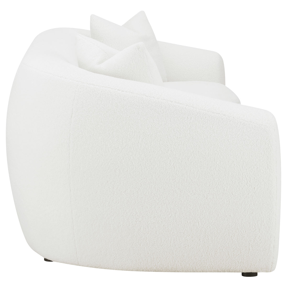 Isabella Curved Sofa, Loveseat & Accent Chair - Ivory Faux Sheepskin with Sloped Arms – view 14