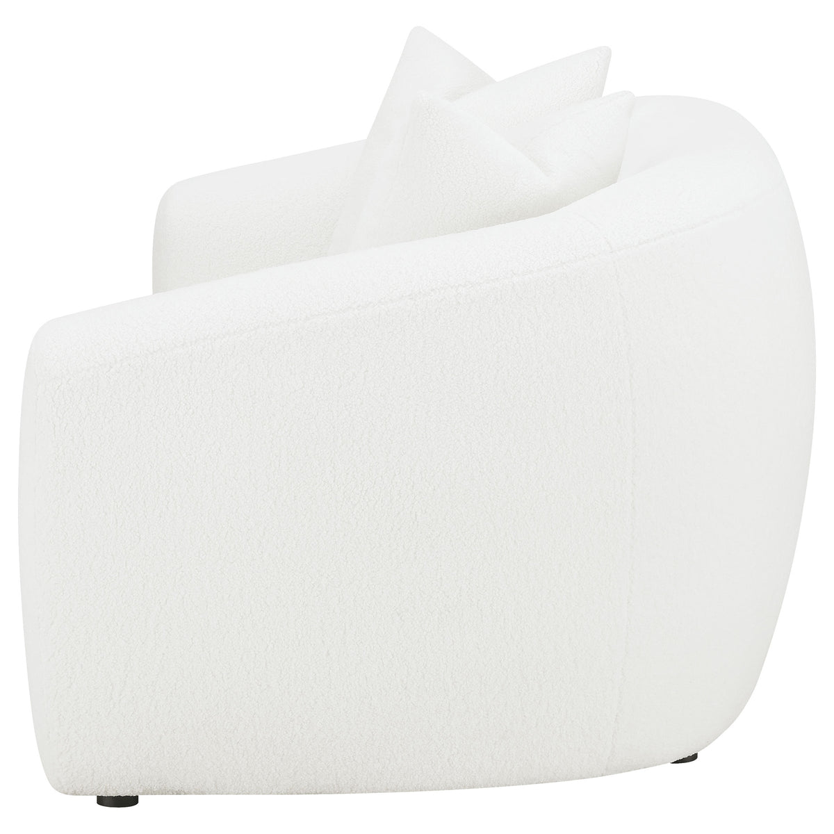 Isabella Curved Sofa, Loveseat & Accent Chair - Ivory Faux Sheepskin with Sloped Arms – view 20