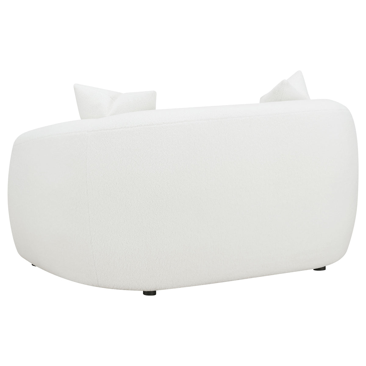 Isabella Curved Sofa, Loveseat & Accent Chair - Ivory Faux Sheepskin with Sloped Arms