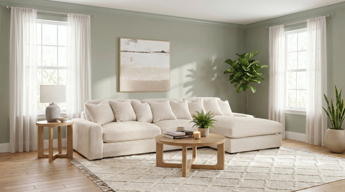 Blaine Reversible Chaise Sectional & Armless Chair - 3pcs- Sectional + Armless Chair (146")