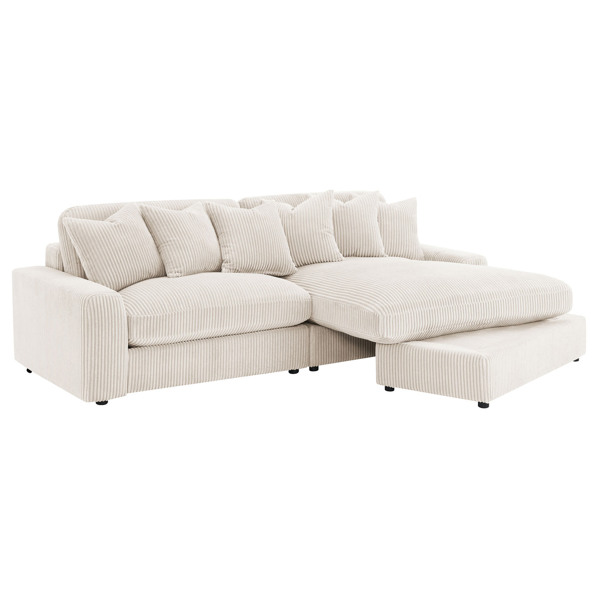 Blaine Reversible Chaise Sectional & Armless Chair - Sand Wide-Wale Corduroy with Down-Like Fill – view 5