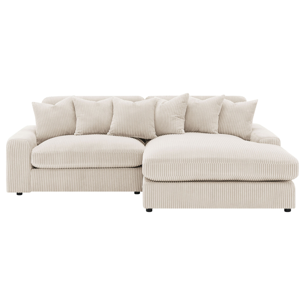 Blaine Reversible Chaise Sectional & Armless Chair - Sand Wide-Wale Corduroy with Down-Like Fill – view 6