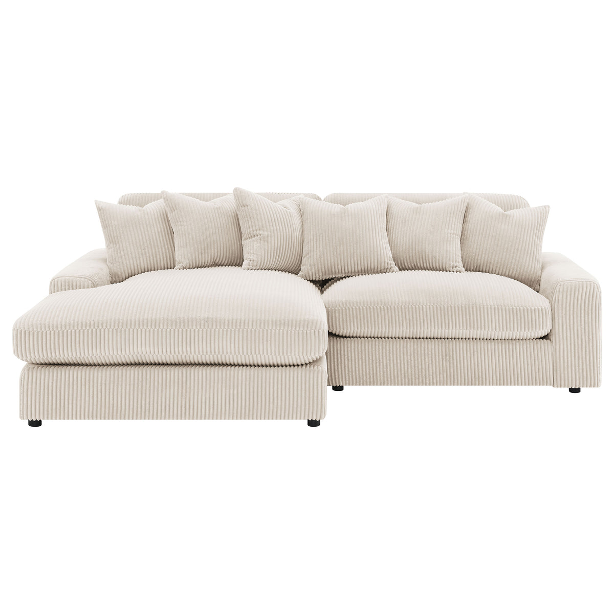 Blaine Reversible Chaise Sectional & Armless Chair - Sand Wide-Wale Corduroy with Down-Like Fill – view 11