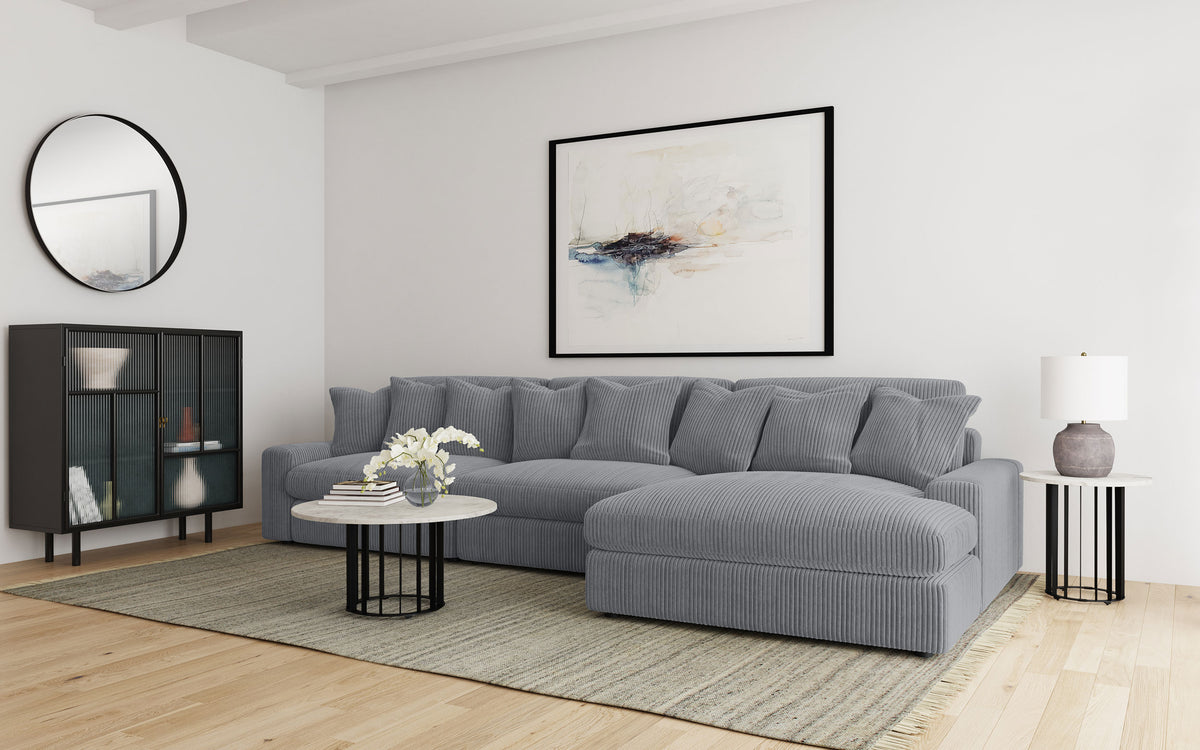Blaine Reversible Chaise Sectional & Armless Chair - 3pcs- Sectional + Armless Chair (146")