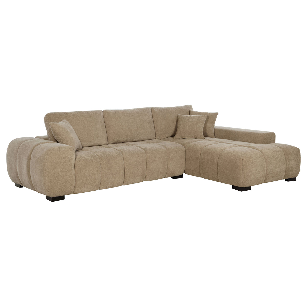 Octavia Grid-Tufted Sectional Chaise Sofa, Accent Chair & Ottoman - 2pcs- Sectional Chaise Sofa