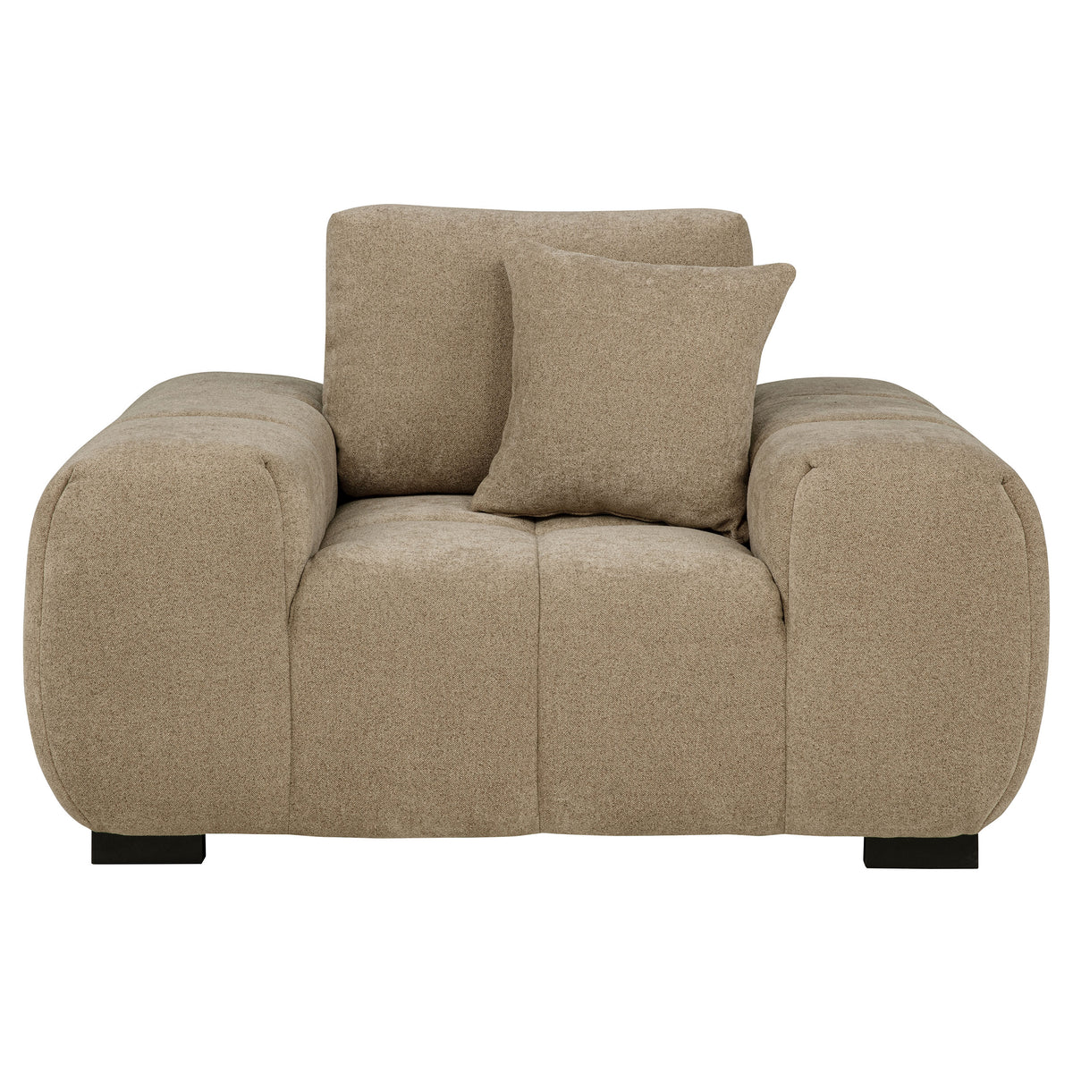 Octavia Grid-Tufted Sectional Chaise Sofa, Accent Chair & Ottoman - Mid-Century Inspired Camel Upholstery – view 15
