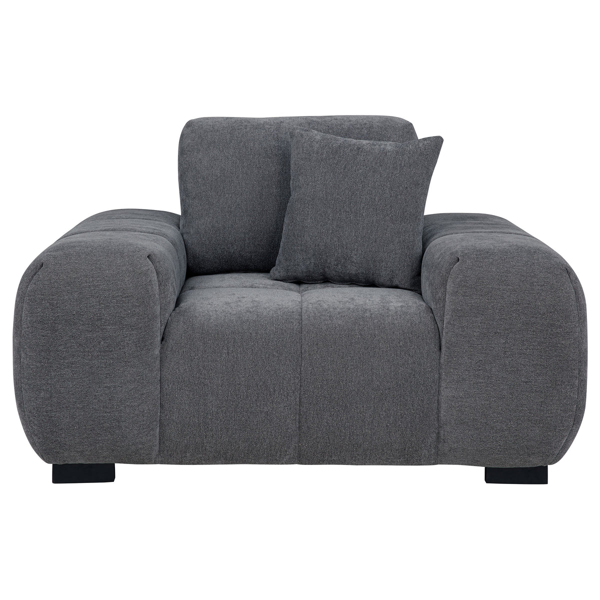 Octavia Grid-Tufted Sectional Sofa with Chaise, Oversized Chair & Ottoman - Mid-Century Charcoal Grey โ view 16