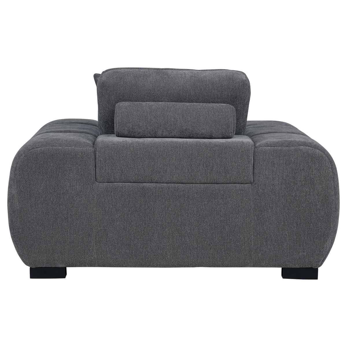 Octavia Grid-Tufted Sectional Sofa with Chaise, Oversized Chair & Ottoman - Mid-Century Charcoal Grey โ view 18