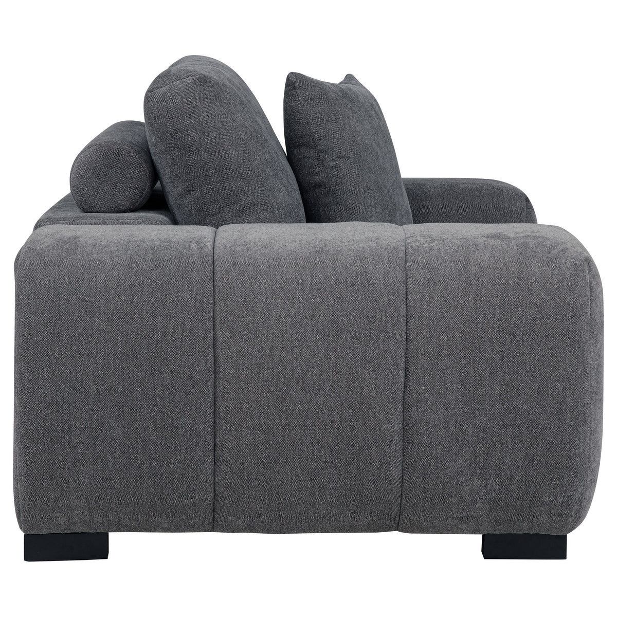 Octavia Grid-Tufted Sectional Sofa with Chaise, Oversized Chair & Ottoman - Mid-Century Charcoal Grey โ view 19