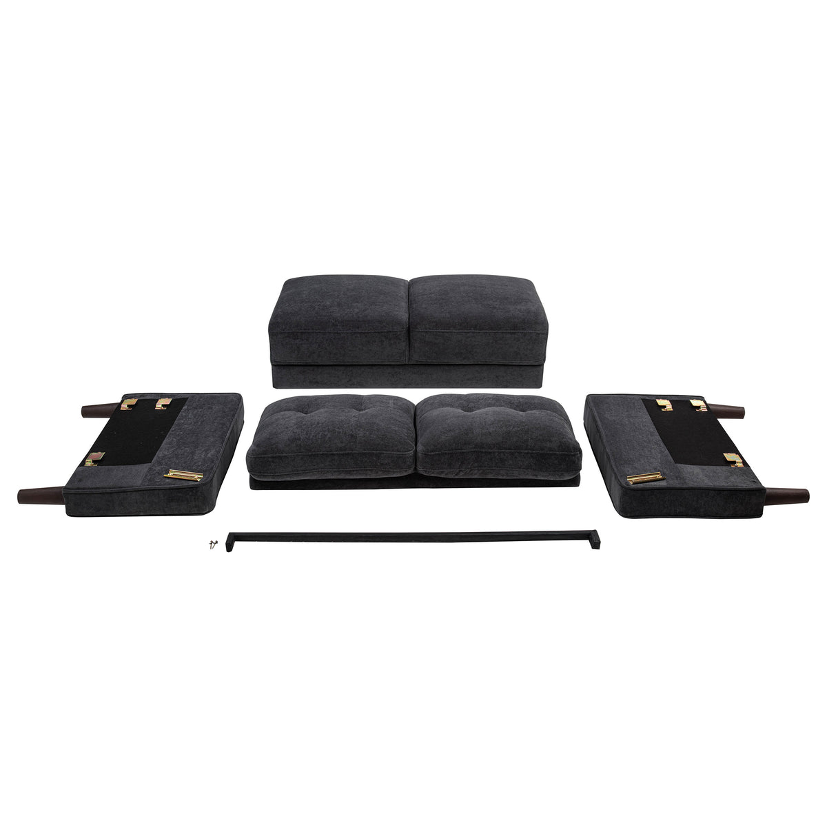 Bowen II Track Arm Sofa, Loveseat & Chair - Grid-Tufted Steel Grey Fabric Living Room Sets – view 15