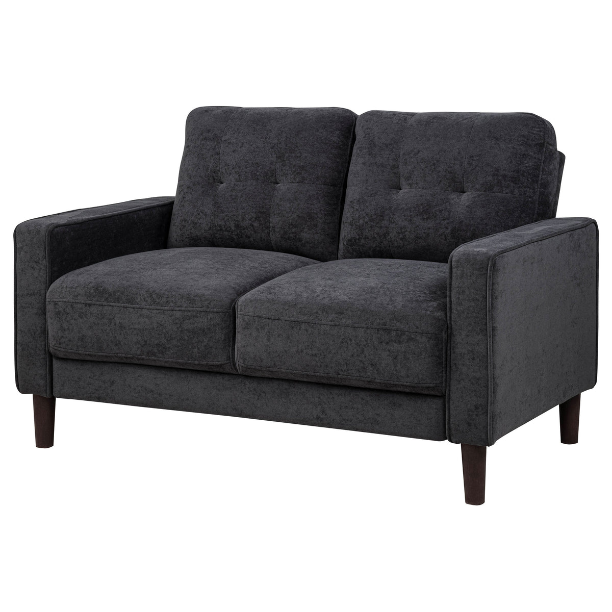 Bowen II Track Arm Sofa, Loveseat & Chair - Grid-Tufted Steel Grey Fabric Living Room Sets – view 20