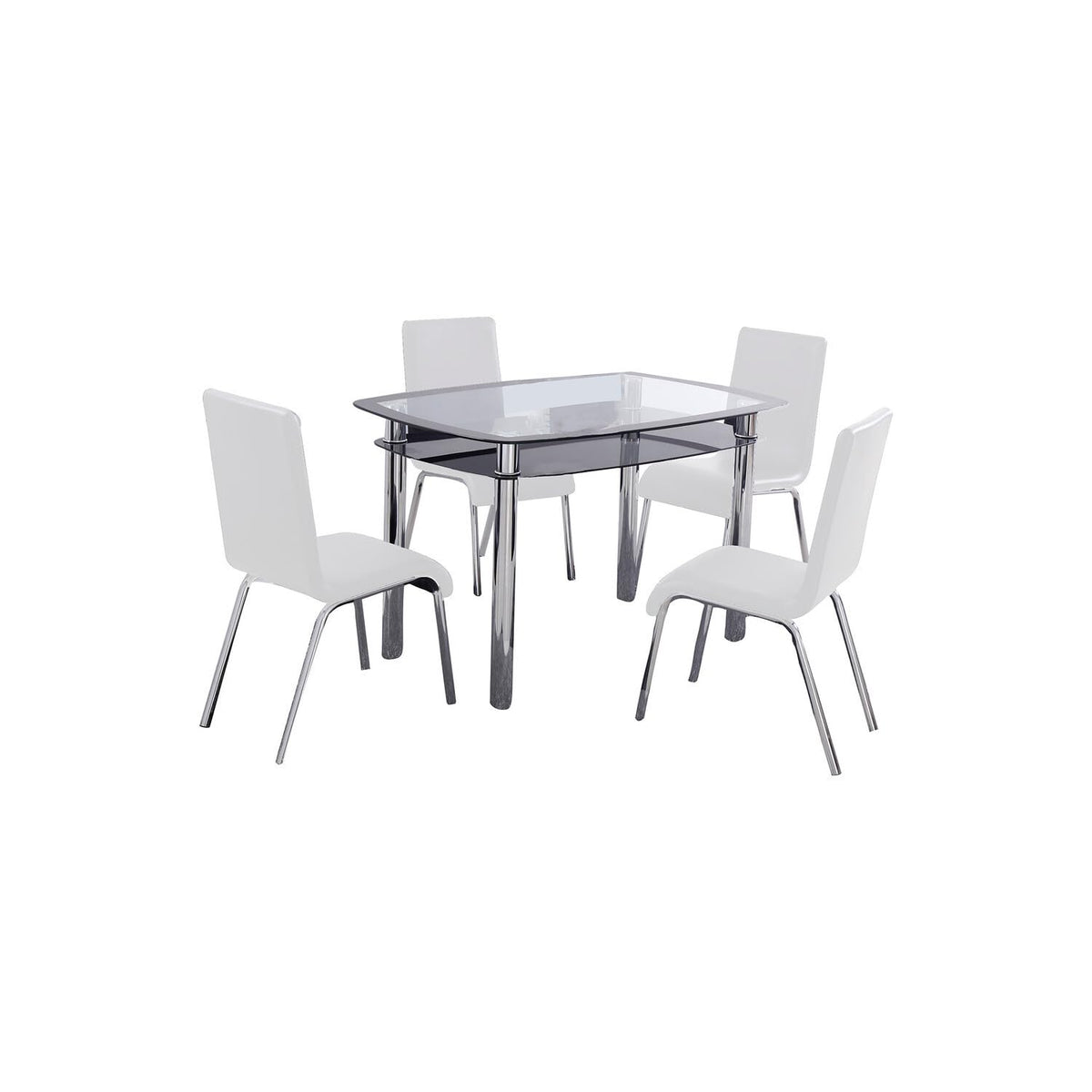 Bailee 5-Piece Contemporary Glass & Faux Leather Dinette Set