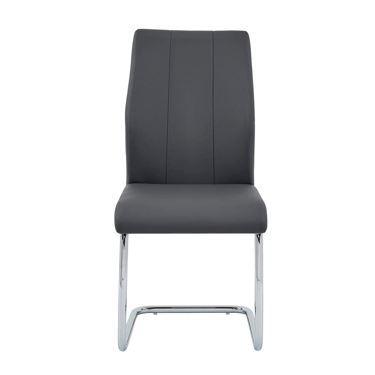 Upholstered Contemporary Faux Leather Side Chairs Grey - detail view