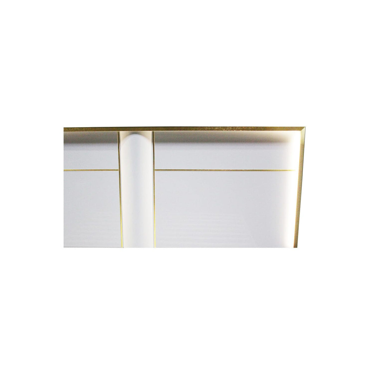 Havana Poplar Wood Cali King Platform Bed in White with Gold Trim in Multi Color - detail view