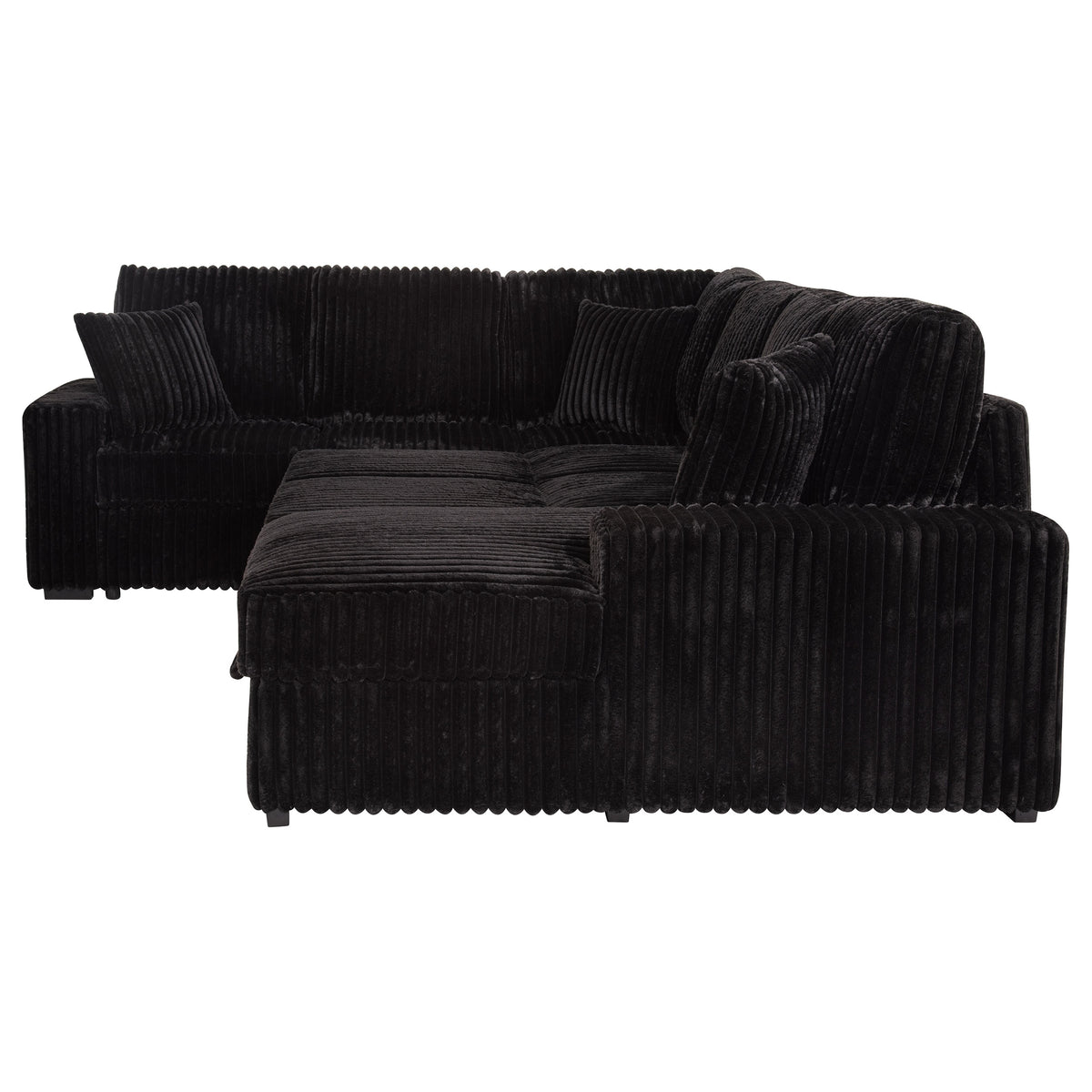 Devonshire Sleeper Sectional with Pop-Up Bed & Storage Chaise - Black Corduroy – view 10