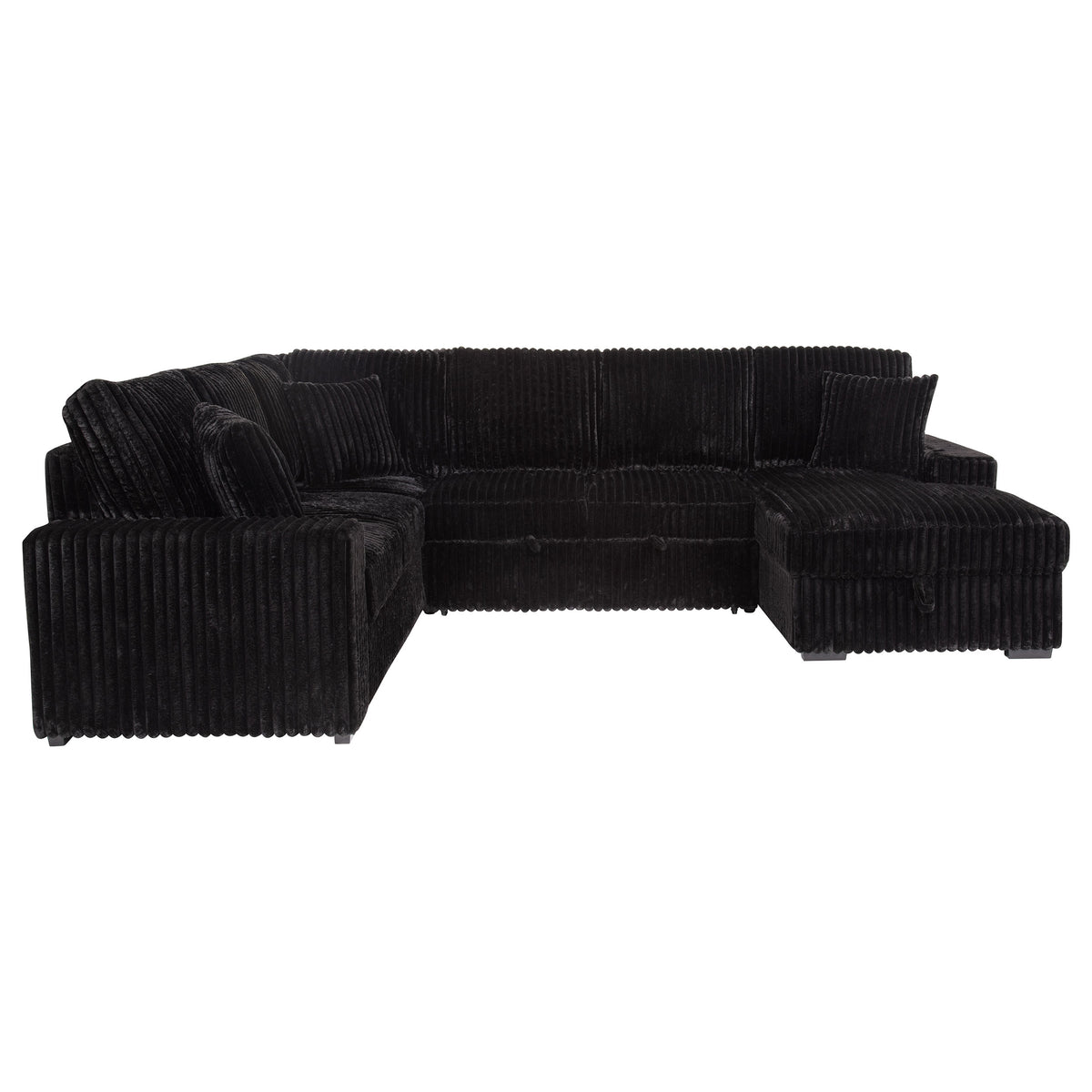 Devonshire Sleeper Sectional with Pop-Up Bed & Storage Chaise - Black Corduroy – view 13