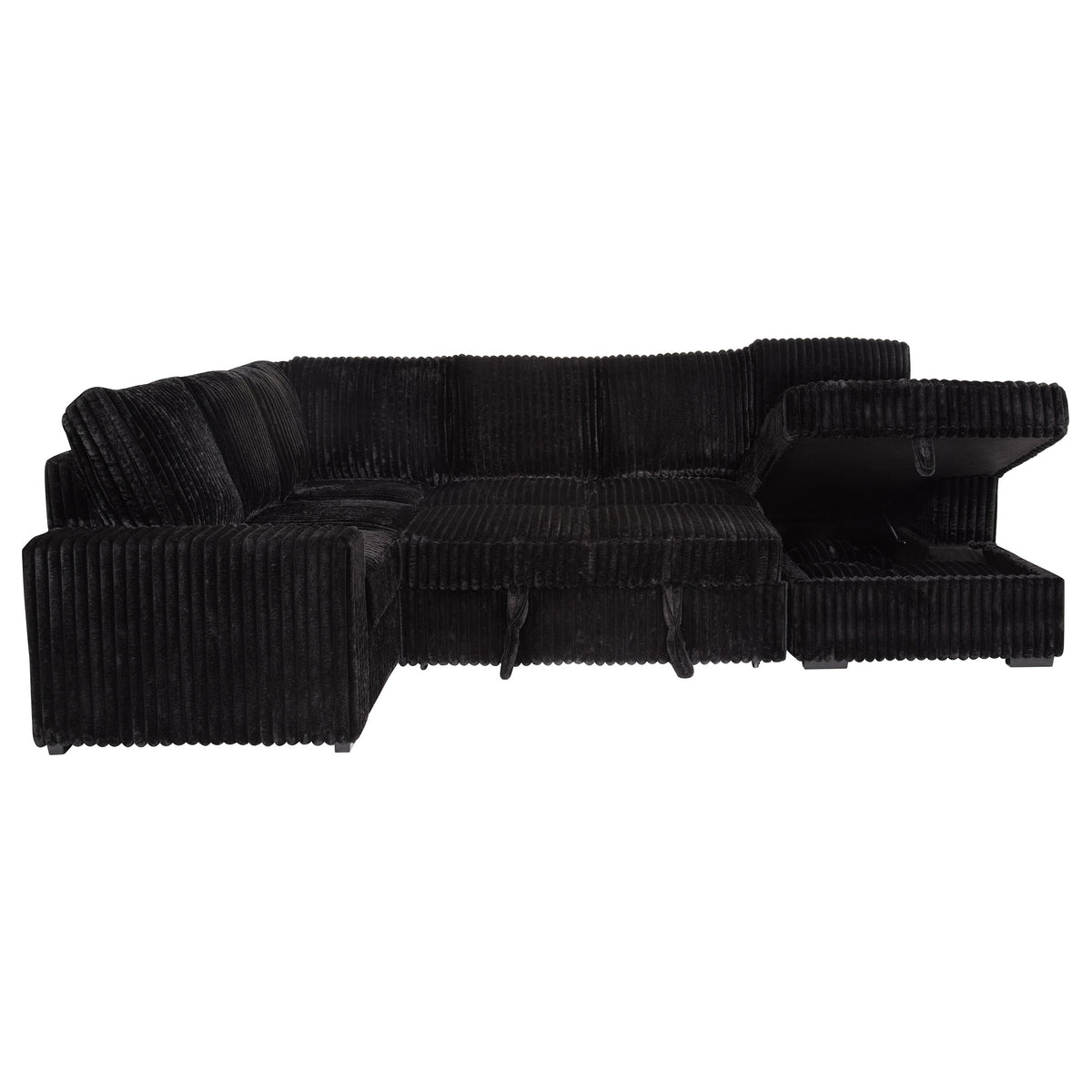 Devonshire Sleeper Sectional with Pop-Up Bed & Storage Chaise - Black Corduroy – view 15