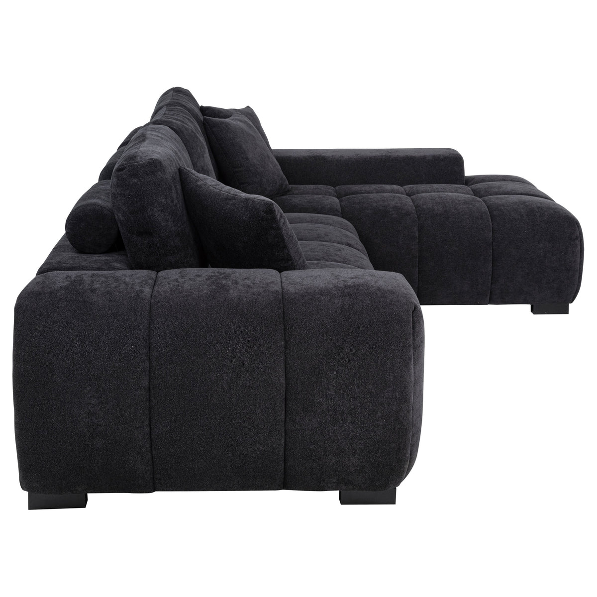 Octavia Channel-Tufted Sectional, Accent Chair & Ottoman - Sculptural Black Fabric โ view 10