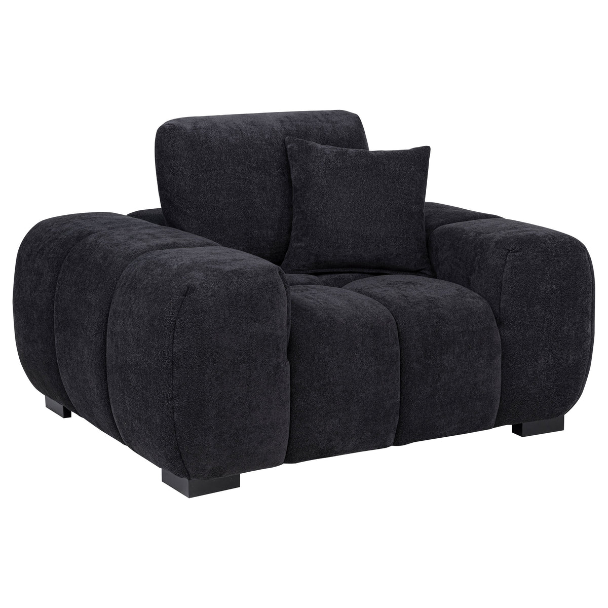 Octavia Channel-Tufted Sectional, Accent Chair & Ottoman - Accent Chair with Pillow