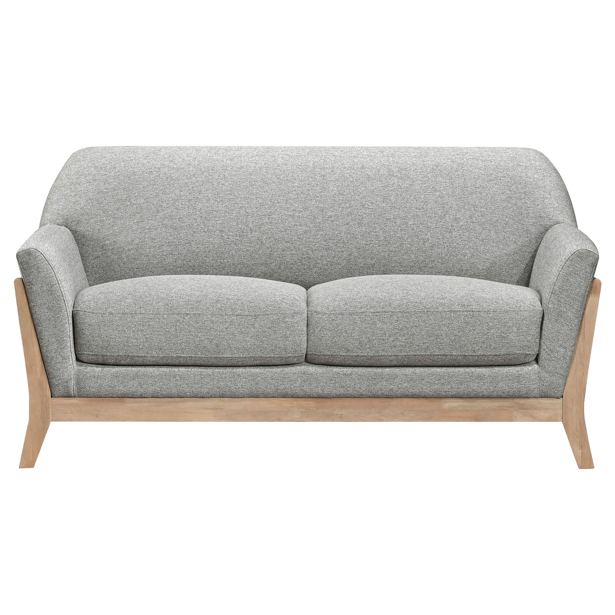 Vaughn Flared Arm Sofa, Loveseat & Accent Chair - Mid-Century Grey Fabric with Blonde Wood Frame – view 17