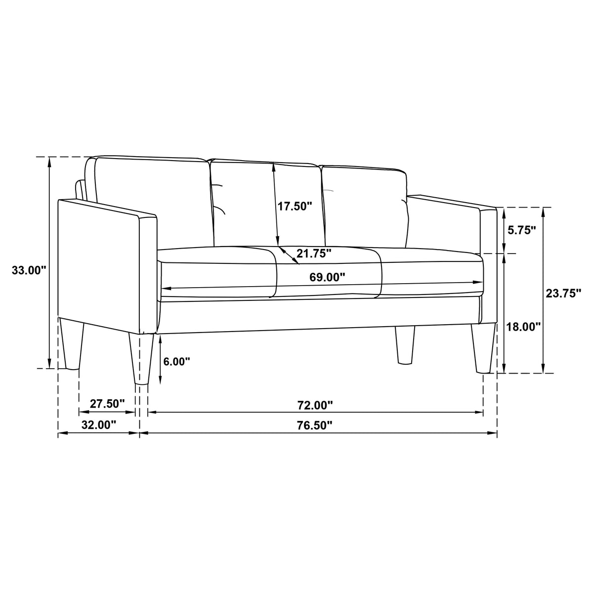 Ruth Track Arm Sofa, Loveseat & Chair - Rust Fabric Living Room Sets with Angled Legs – view 14