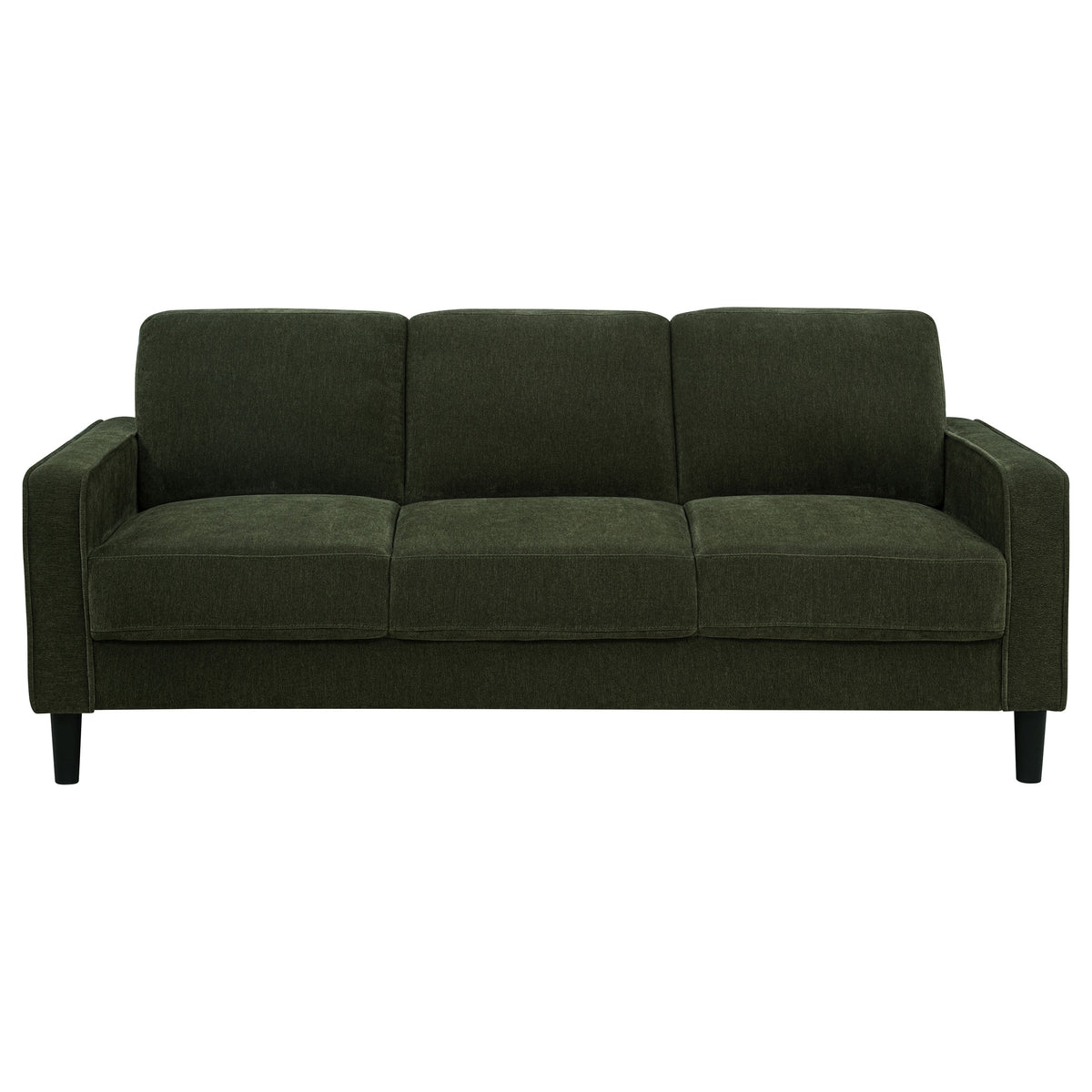 Ruth Track Arm Sofa, Loveseat & Accent Chair - Compact Matcha Green Fabric with Angled Black Legs β view 10