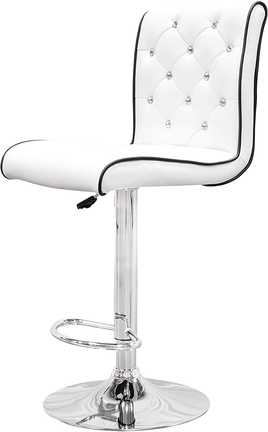 Tufted Vinyl with Faux Crystals Adjustable Swivel Bar Stool - side view