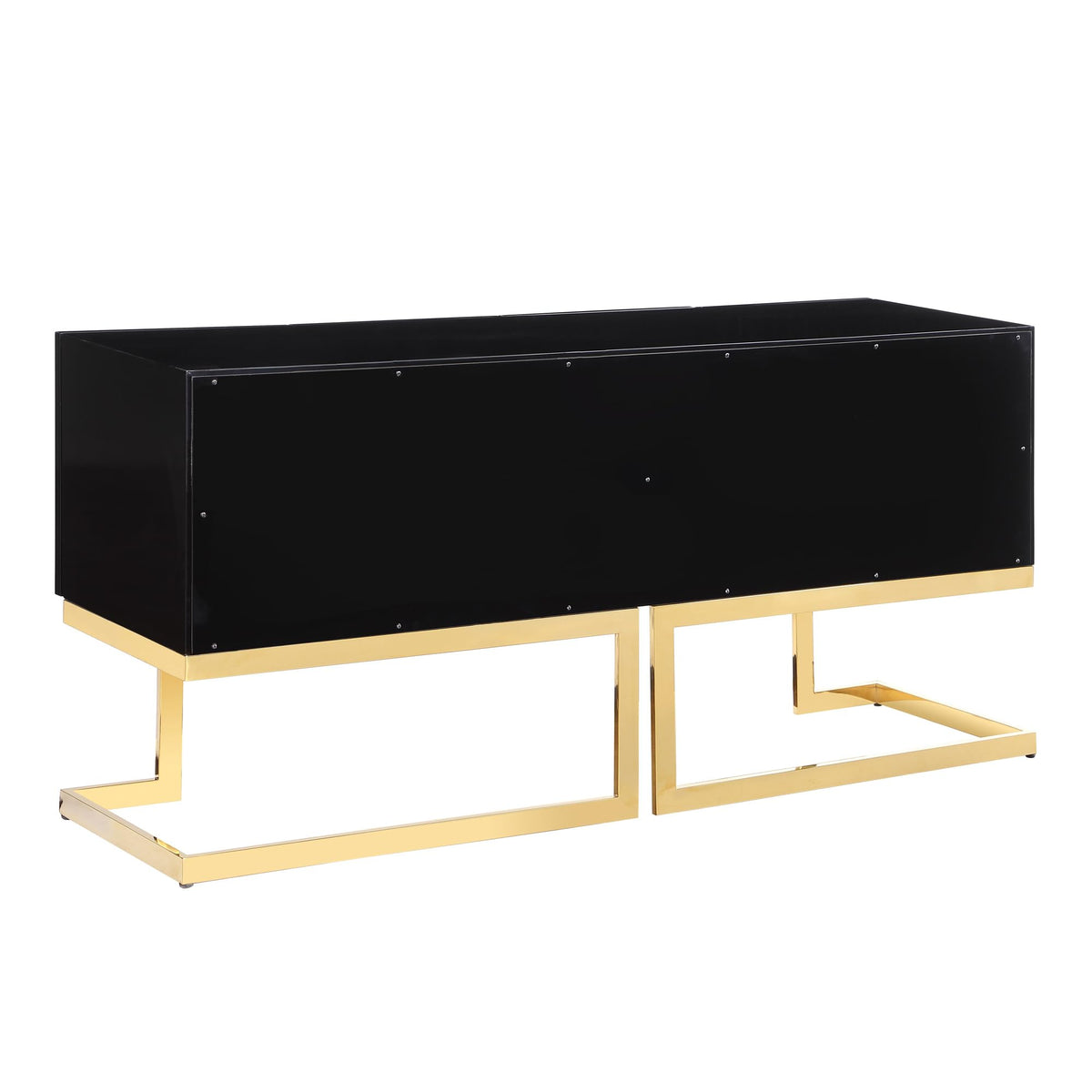 Tommy Contemporary High Gloss Lacquer Sideboard/Buffet with Gold Handles in Black - angle view