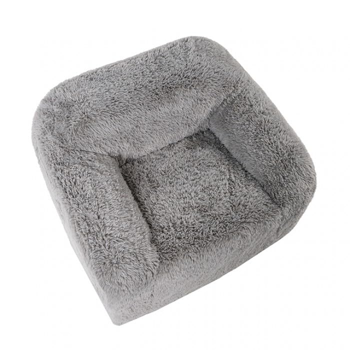 Vander Boneless Barrel Accent Chair in Fog Gray Faux Fur – view 9