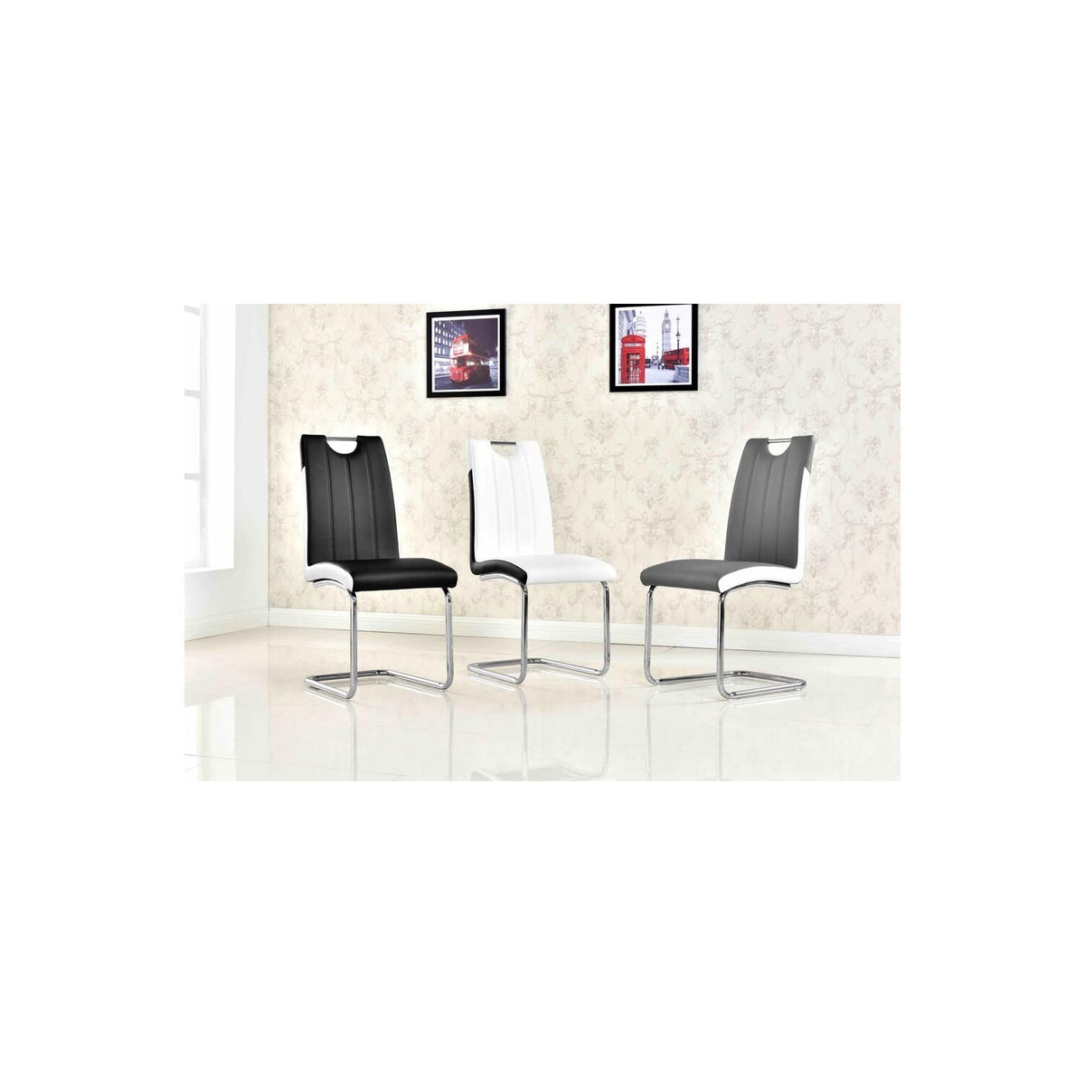 Barbara Modern Dining Chair with Faux Leather Fabric - angle view
