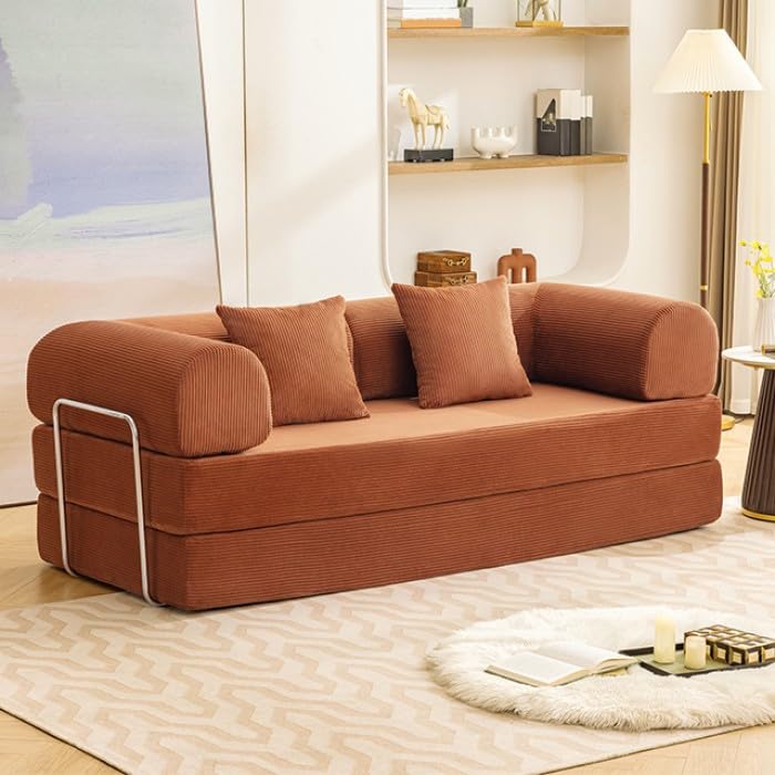 Perri 79" Boneless Modular Sofa with Deep Seating & Round Track Arms - Rustic Brown Corduroy
