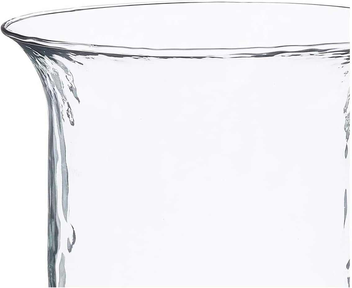 15-Inch Glass Hurricane Pillar Candle Holder with Rustic Metal Insert Centerpiece