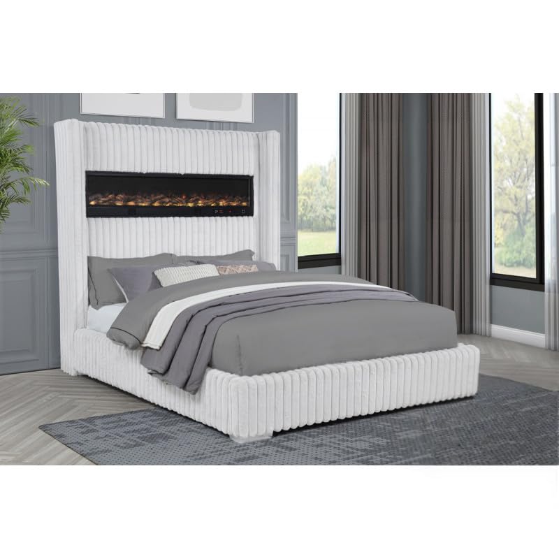 Uphoria California King Velvet Bed with Fireplace