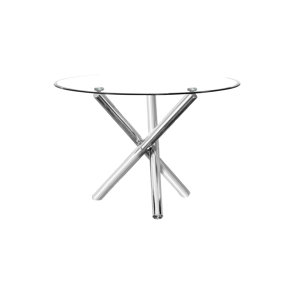 Trevi 5-Piece Round Glass Top Modern Dining Set, Contemporary Dining Table for Kitchen in Grey - detail view