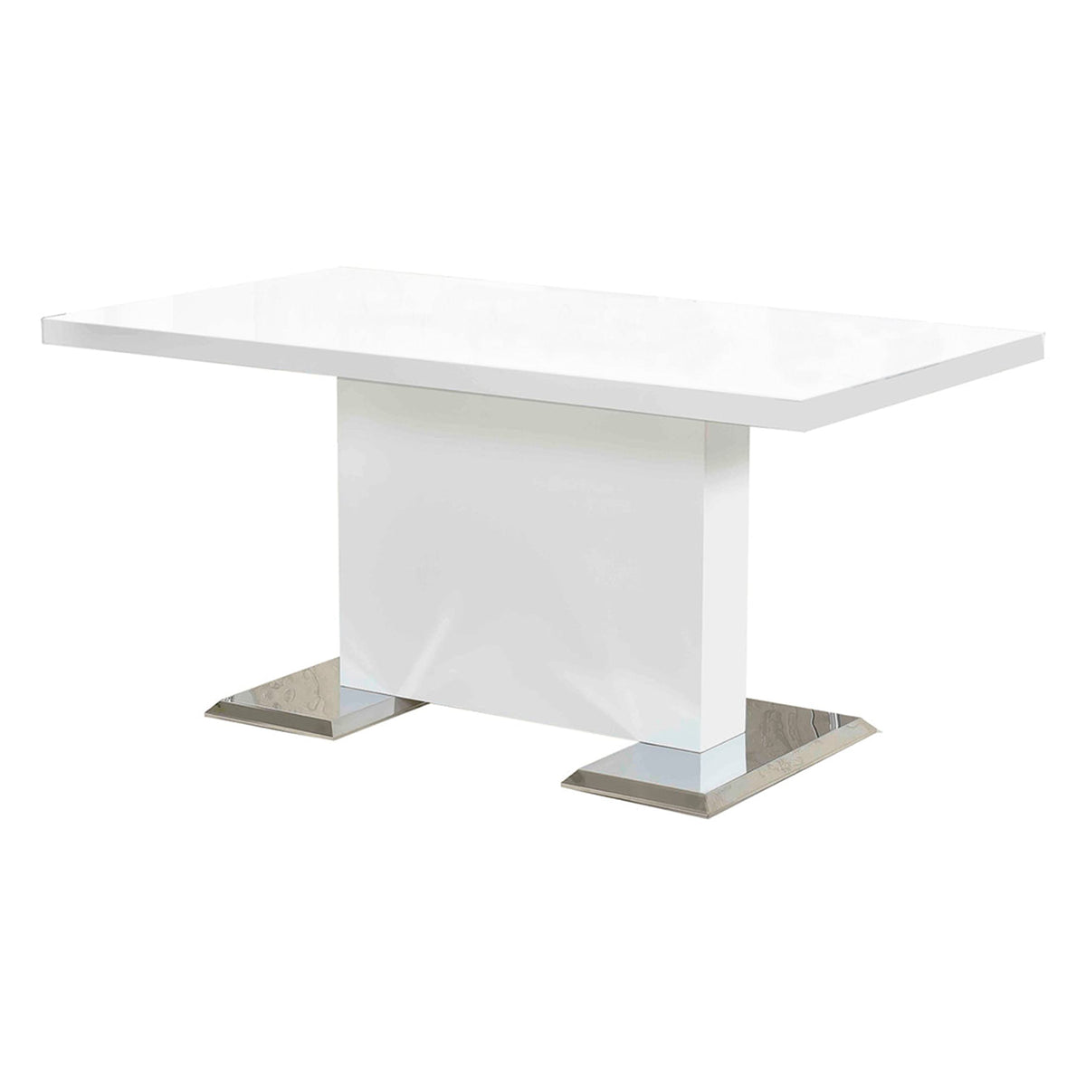 Bono Modern Solid Wood Rectangular Dining Table in White Lacquer