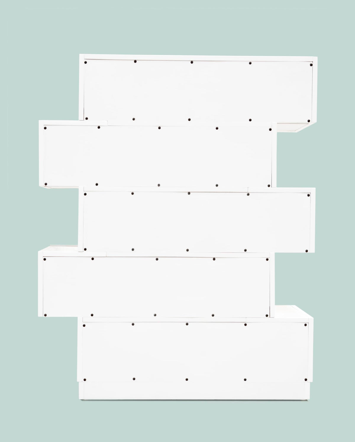 Spain 44" Modern 5-Drawer Bedroom Chest, Built-in Side Pulls in White/Silver - detail view