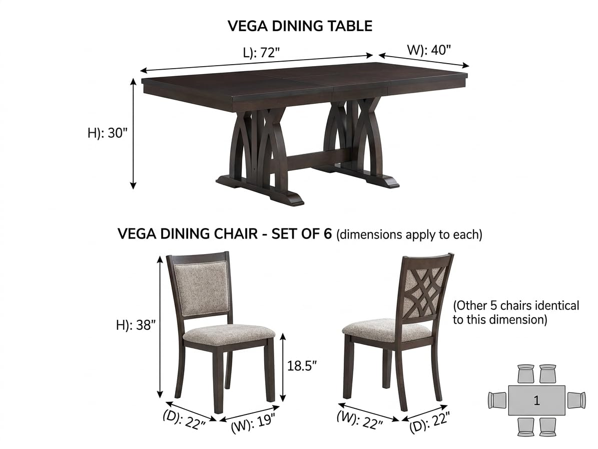 Vega Deep Dark Wood 7-Piece Dining Set — product view 6