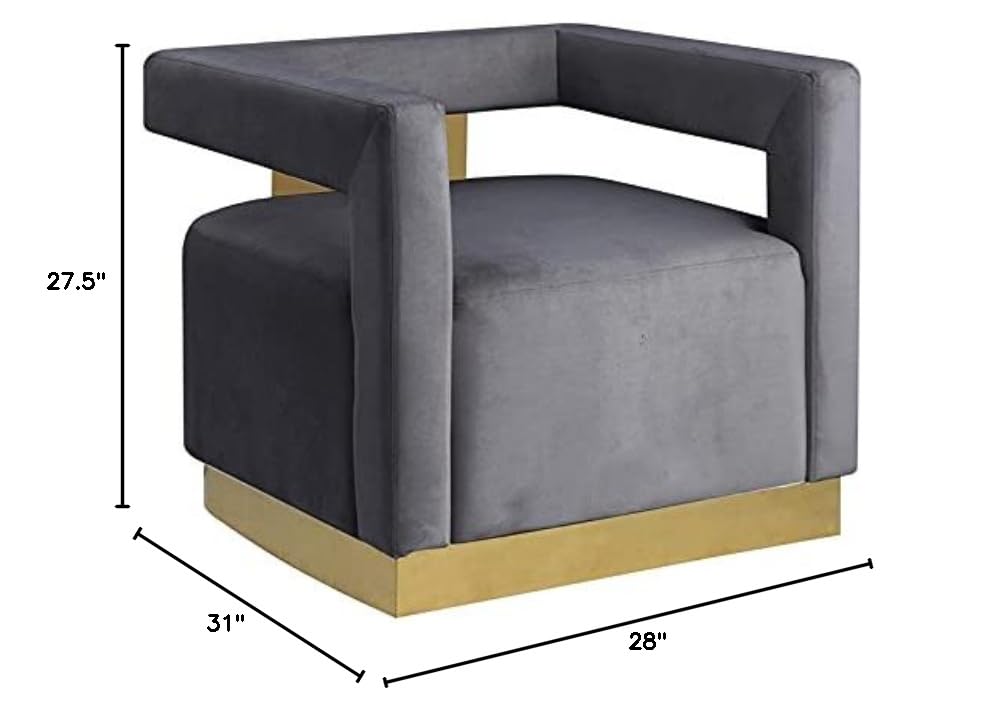 Modern Velvet Accent Chair in Grey - side view