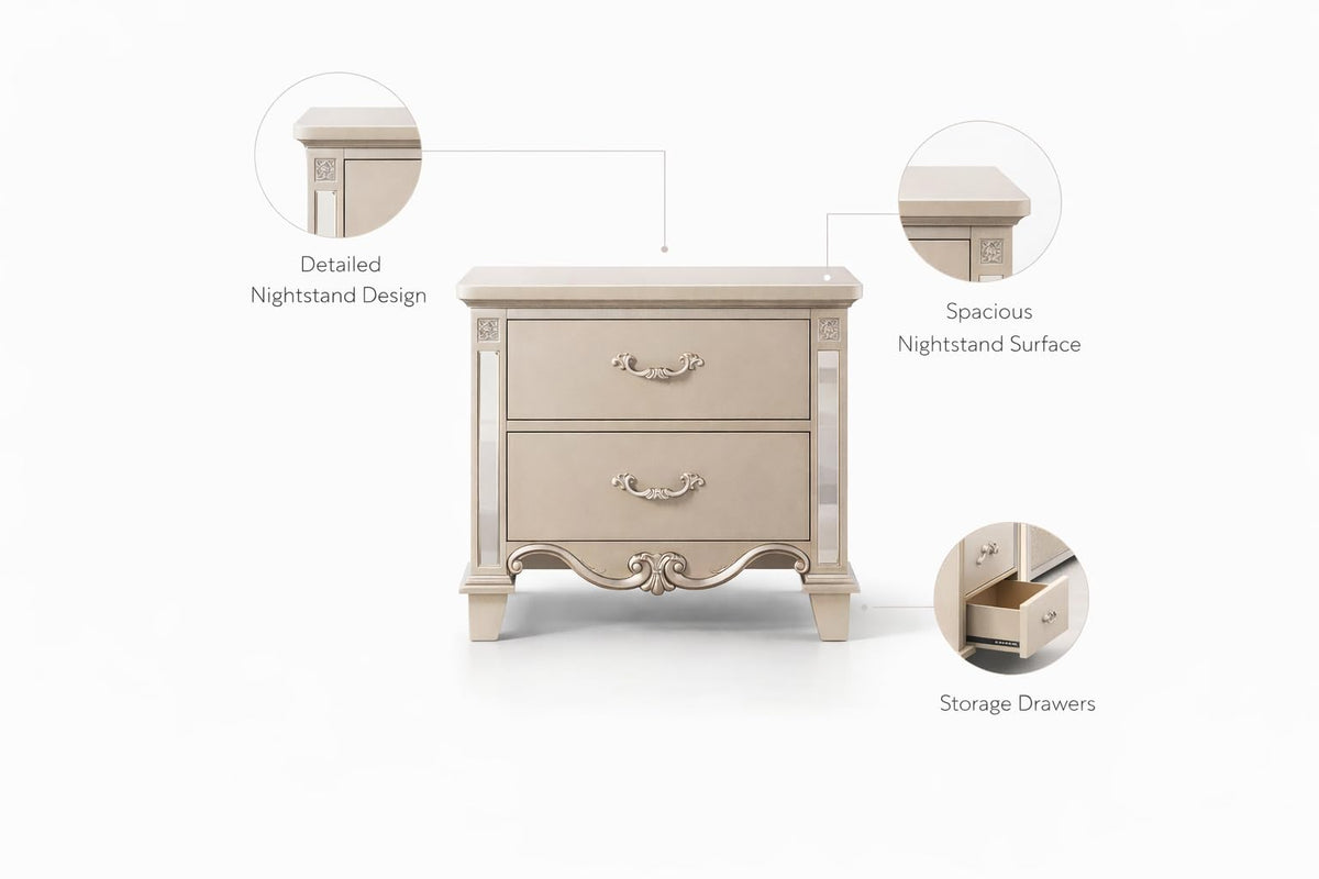 Sonia Champagne Wood Nightstand — product view 3