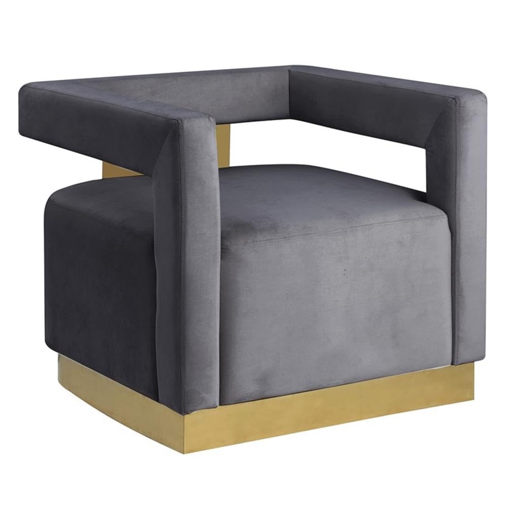 Modern Velvet Accent Chair in Grey - Grey