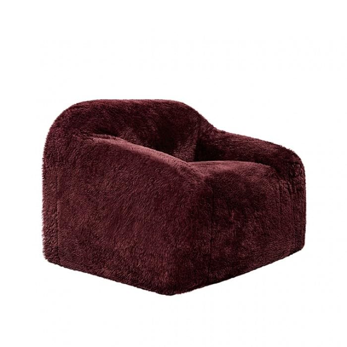 Vander Boneless Barrel Accent Chair in Red Wine Faux Fur – view 4