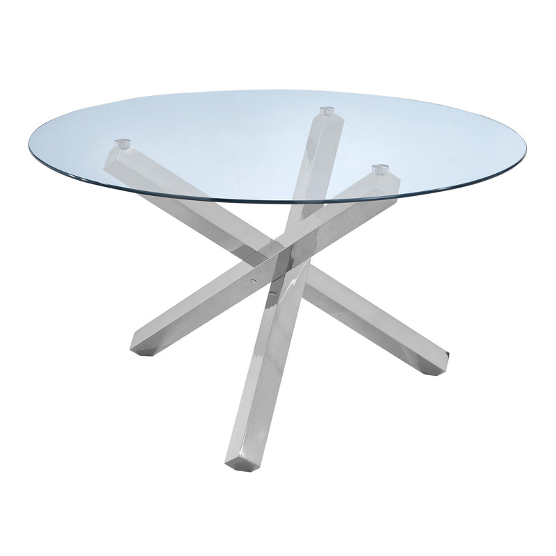 Tracy 54" Round Tempered Glass Dining Table with Stainless Steel Base - Modern & Gold Finish