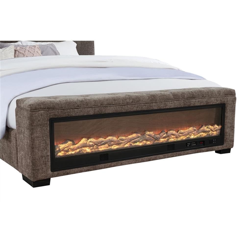 Umeria Modern Bed Frame (Queen/Gray Chenille) - back view