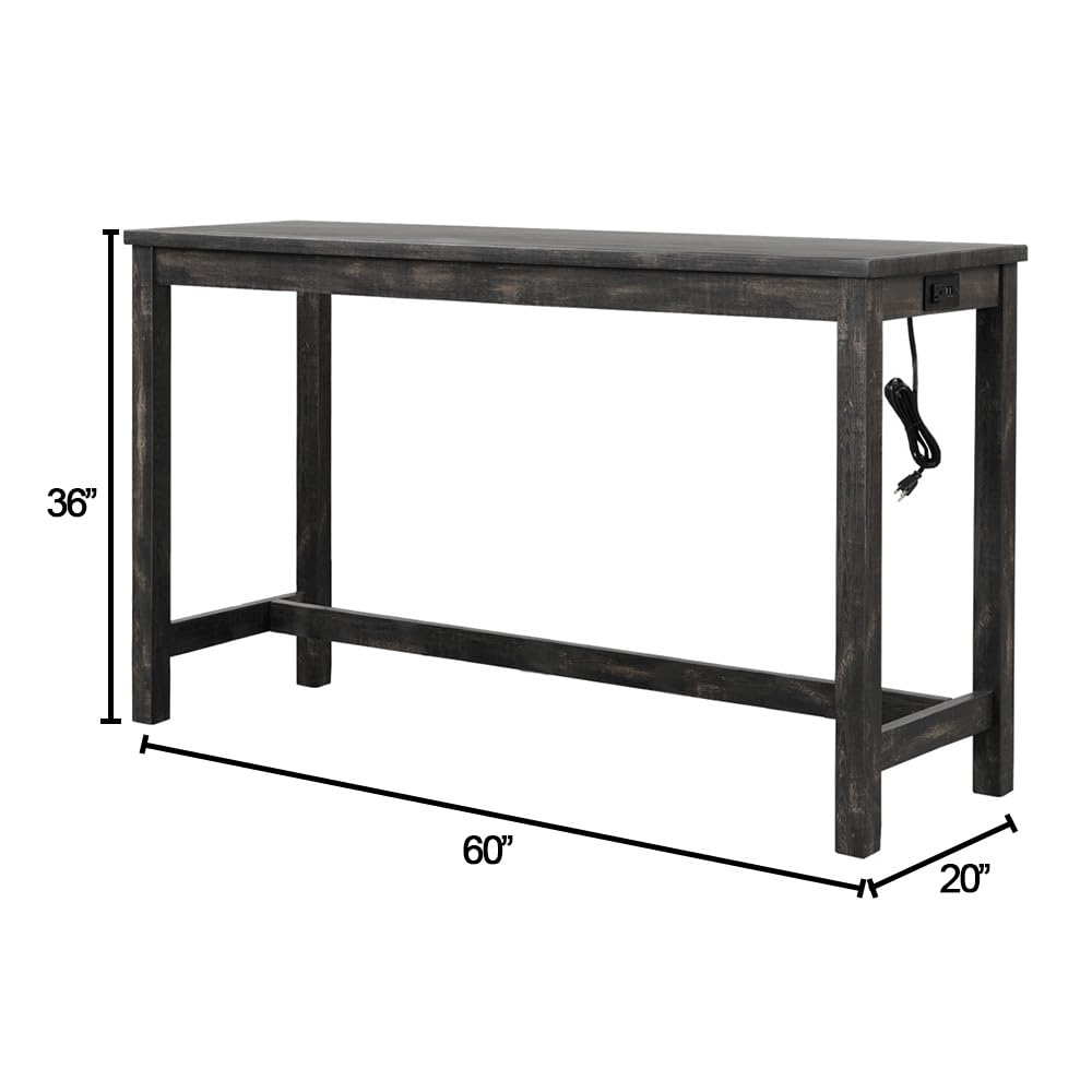 Cooper 60" Bar Height Pub Table in Black Charcoal - side view