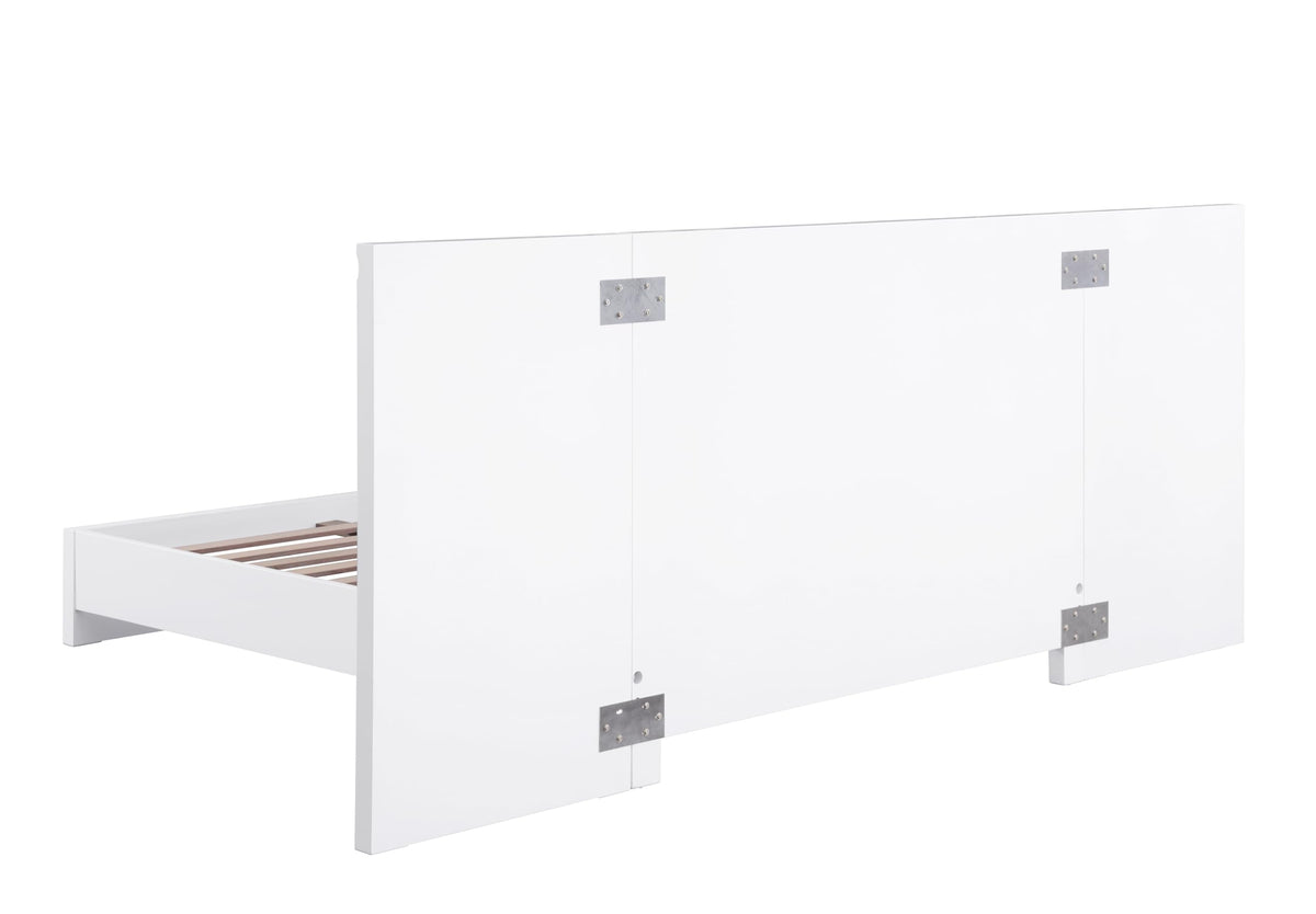 Trevello Modern Lacquered High Gloss Queen Bed Frame, Expansive Headboard with Optional Connected… - angle view