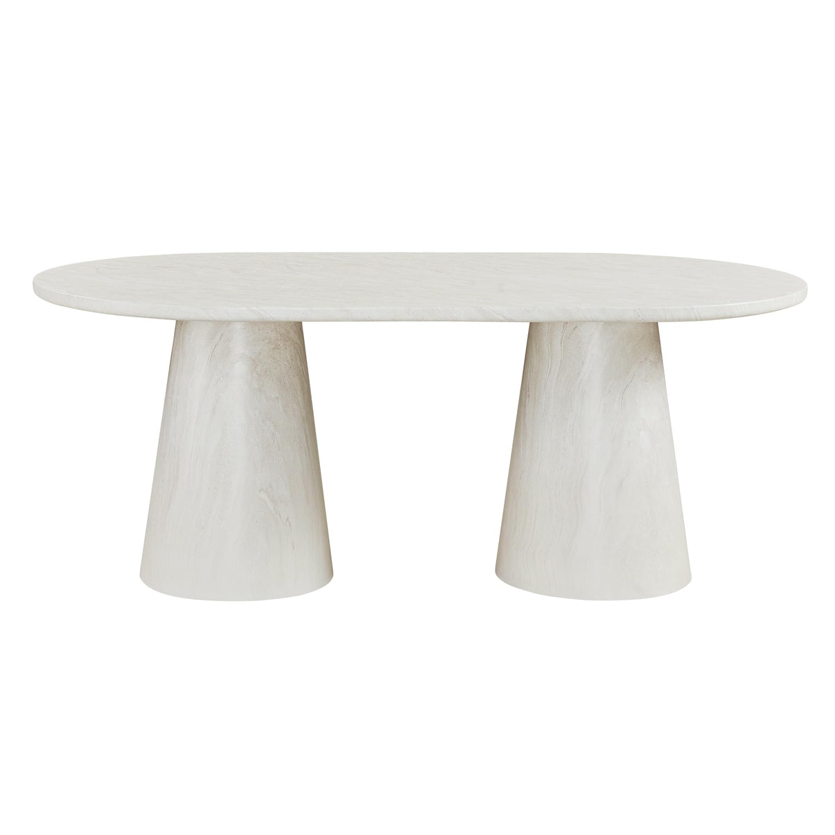 Vyn 78" Modern Oval Dining Table Concrete Tavertine Finish - angle view