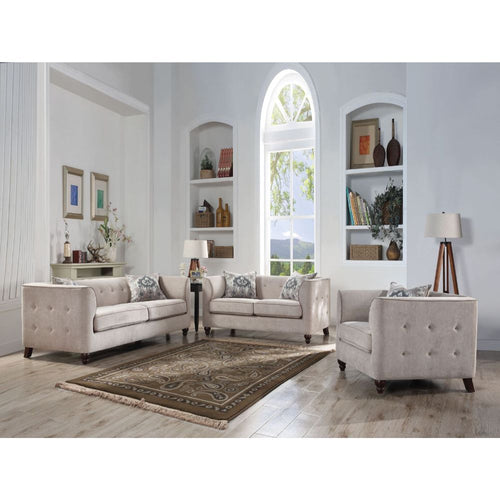 Cyndi Accent Chair with Pillow - Button Tufted Shelter Arms in Tan Velvet