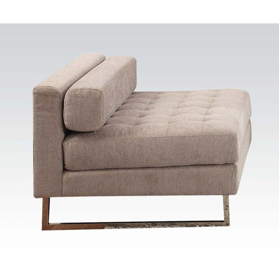 Sampson Armless Chair with Pillows - Chrome Legs in Beige Fabric