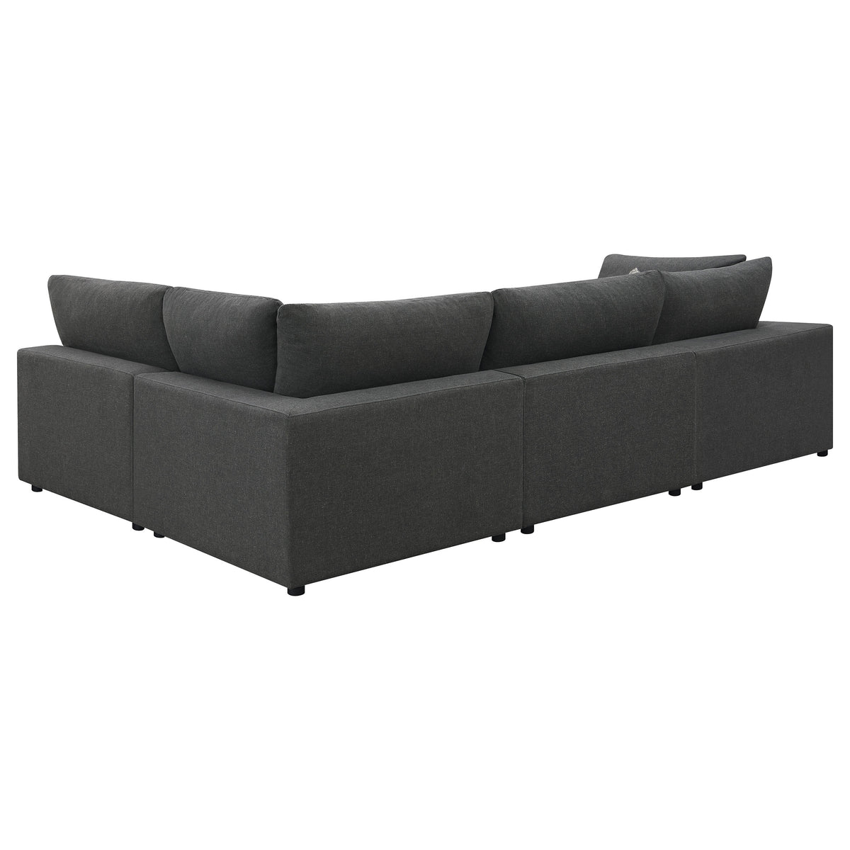 Serene Modular Sectional Sofa, Armless Chair & Ottoman - Charcoal Linen-Blend with Feather-Blend Cushions – view 10