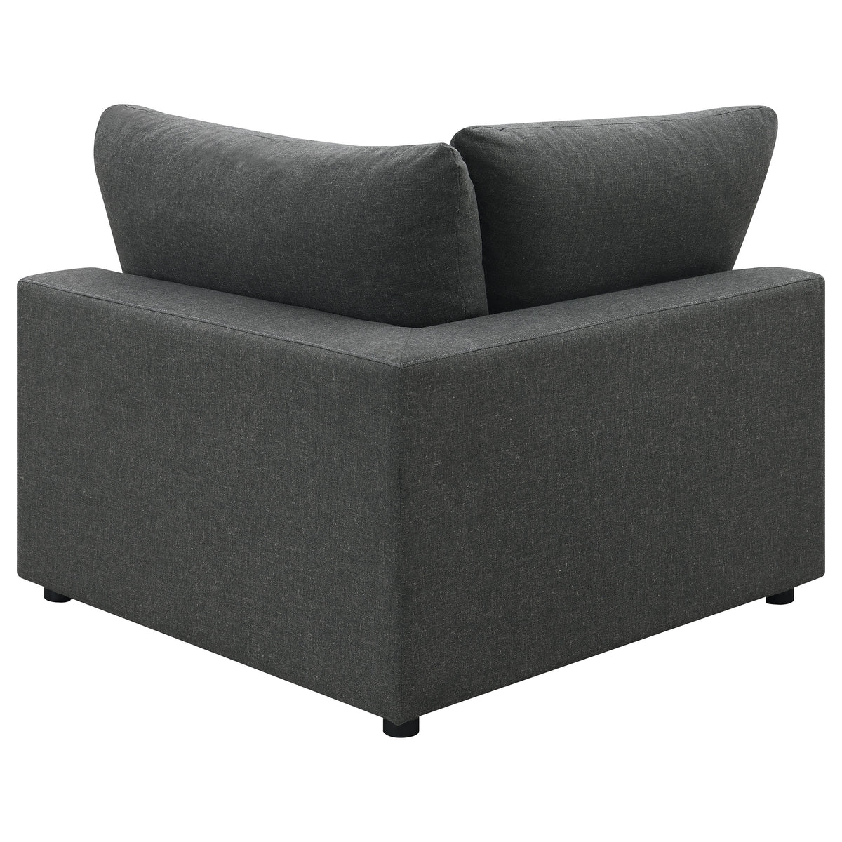 Serene Modular Sectional Sofa, Armless Chair & Ottoman - Charcoal Linen-Blend with Feather-Blend Cushions – view 15